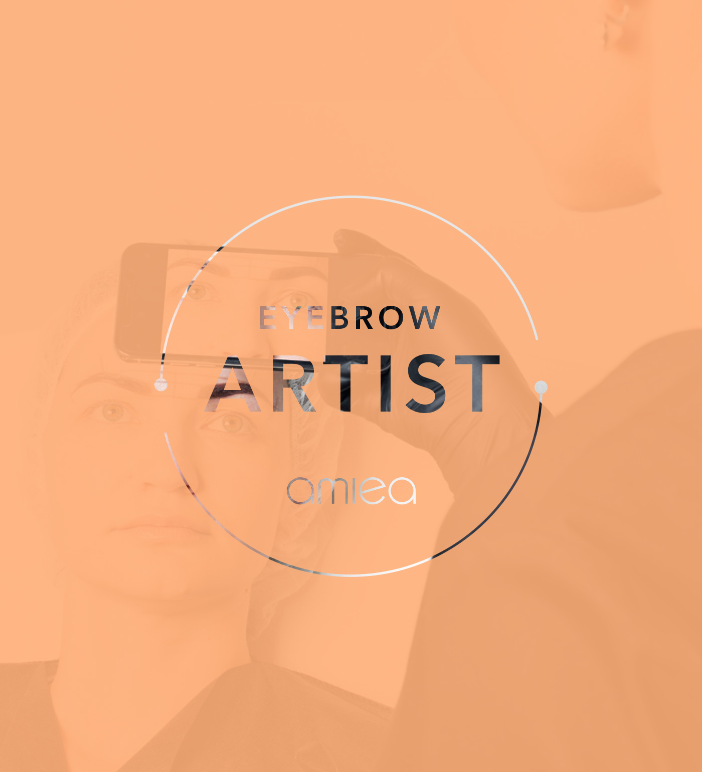 Level 1 - amiea Eyebrow Artist amiea eyebrow Artist logo on peach-colored background