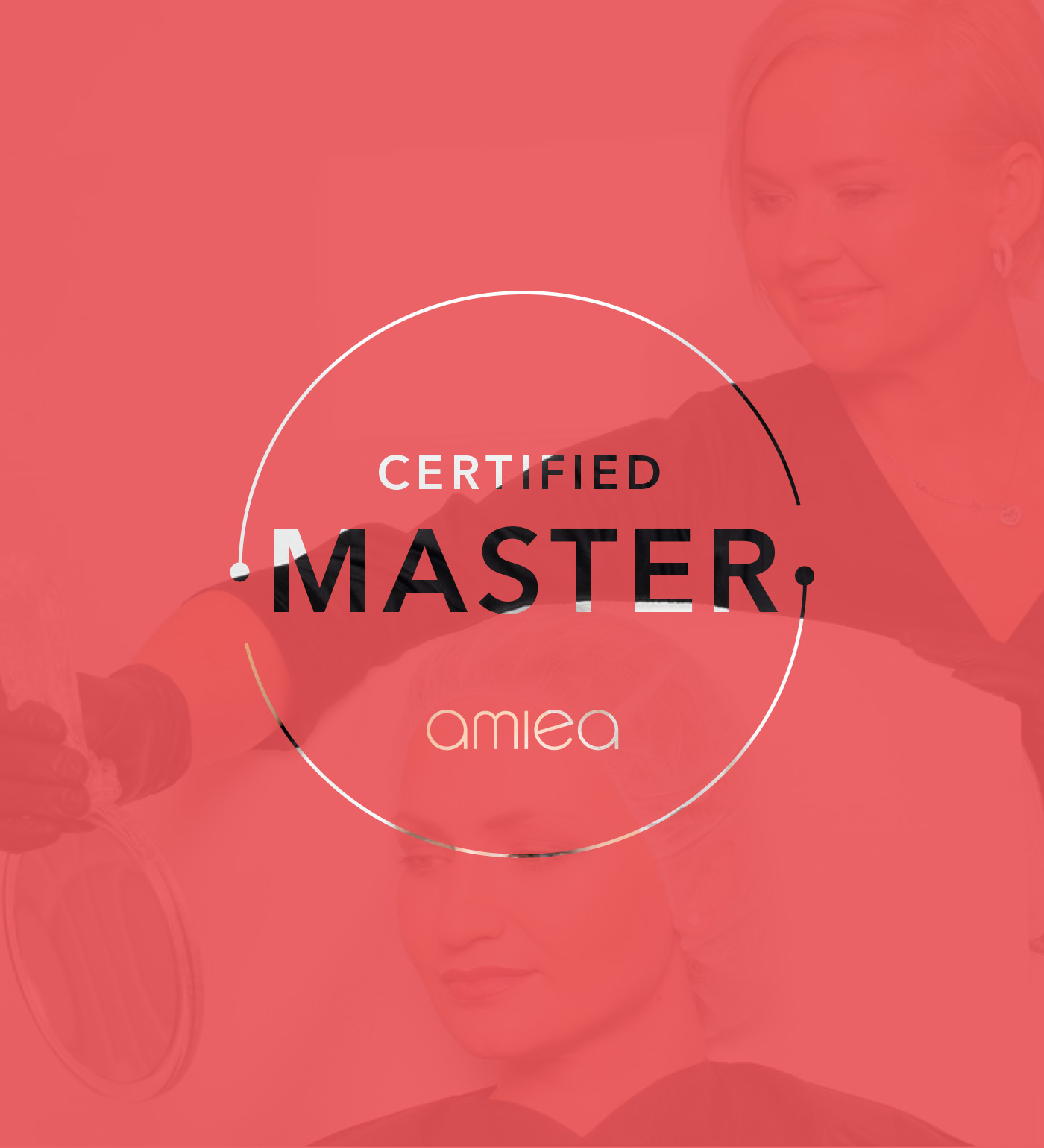 Level 3 - amiea certified Master amiea certified Master-Logo auf rotem Hintergrund