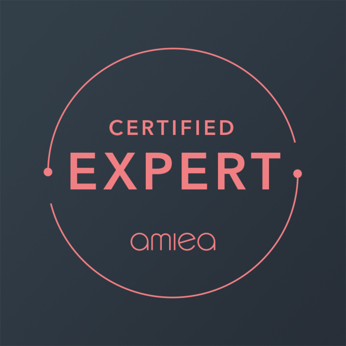Level2 amiea Certified Expert Icon for amiea level 2 certified expert on a dark grey background