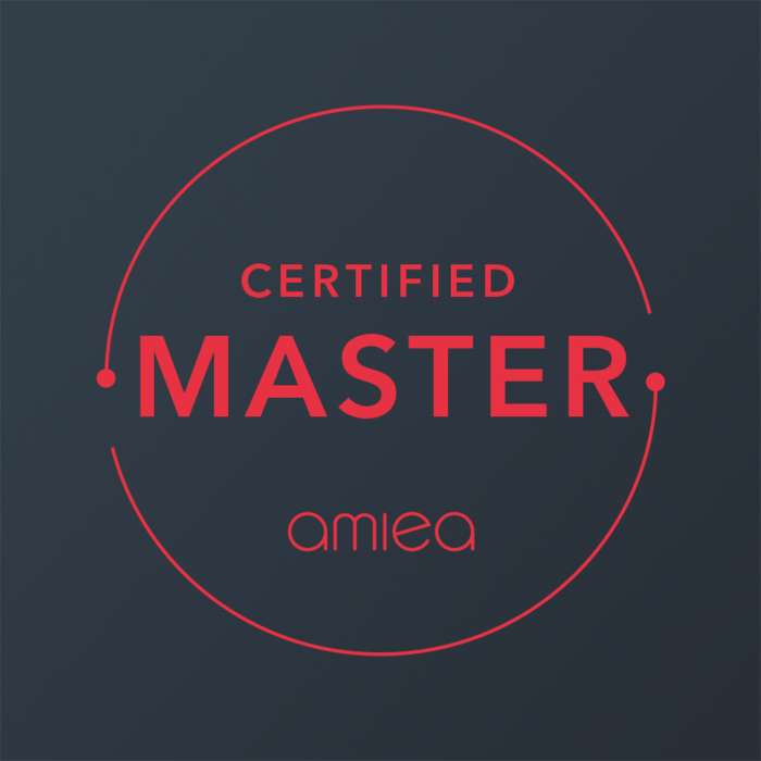 Level 3 - amiea certified Master Icon for amiea certified master level 3 on dark grey background
