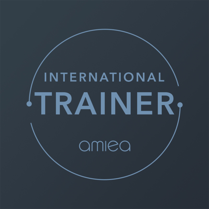 Level 4 - amiea international trainer Icon for amiea international trainer level 4 on a dark grey background