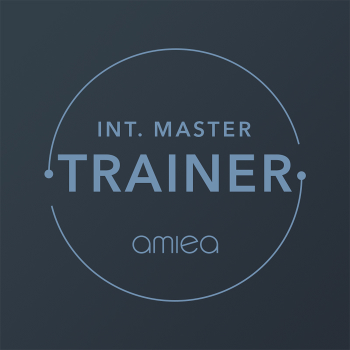 Level 4 - amiea international master trainer Icon for amiea international master trainer level 4 on dark grey background