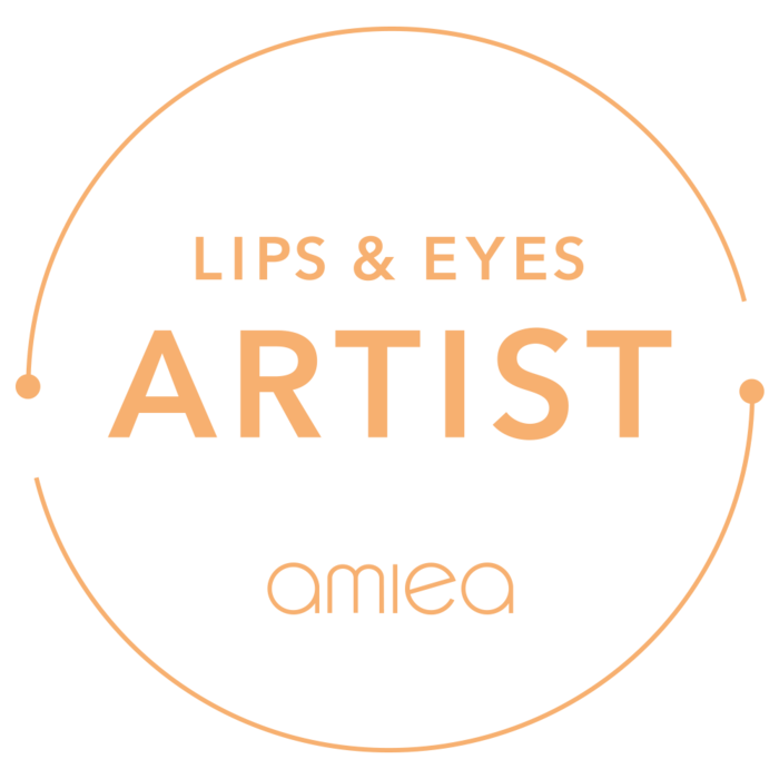 pfirsichfarbenes Signet des amiea Lips & Eyes-Artist 