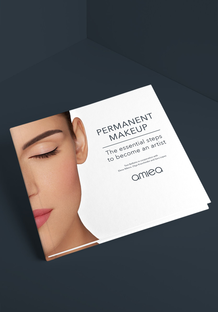 amiea Permanent Makeup book, on a grey background