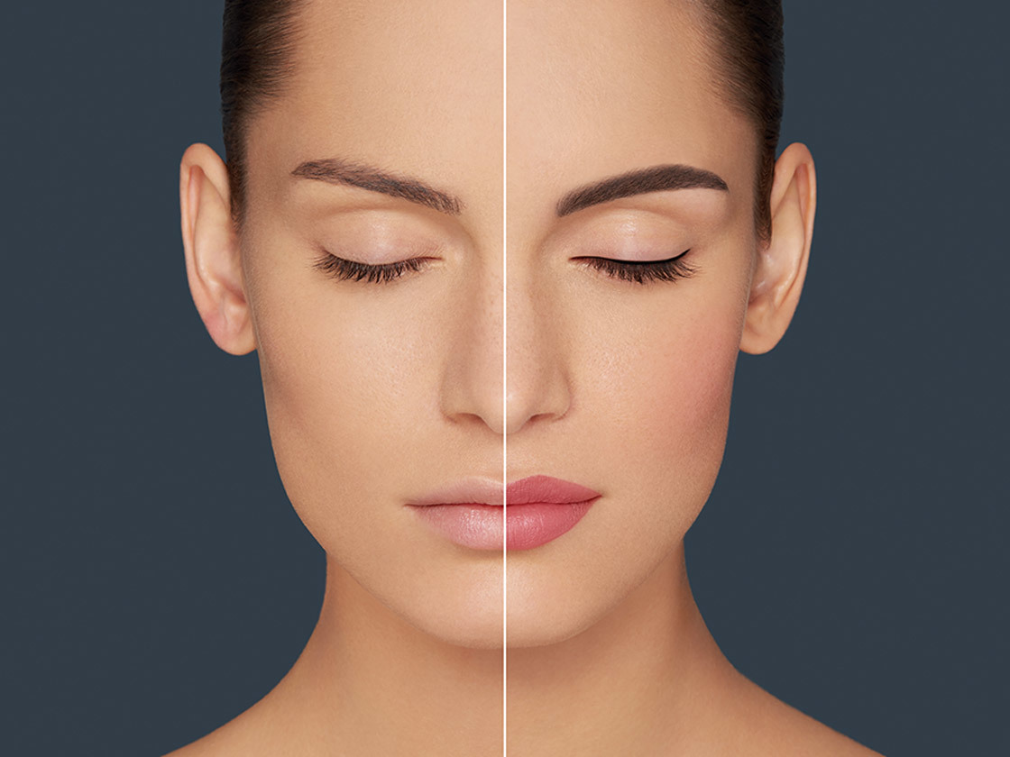 a before and after amiea permanent make up picture of a woman